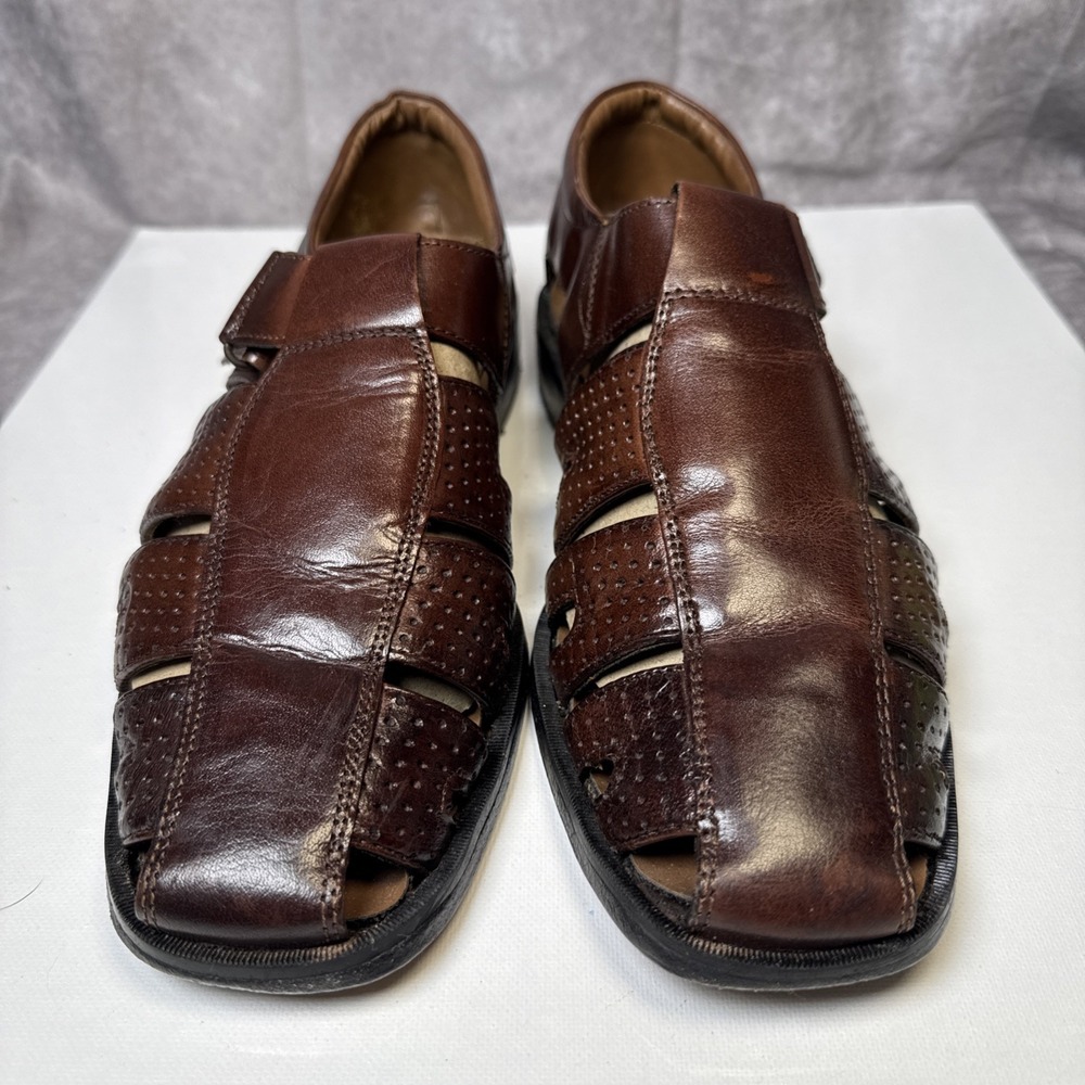 Stacy Adams Men's Brown Leather Fisherman Sandals Made in India Size 9M‎  VGUC
